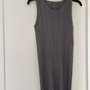 Issey Miyake Charcoal Pleated Mini Dress